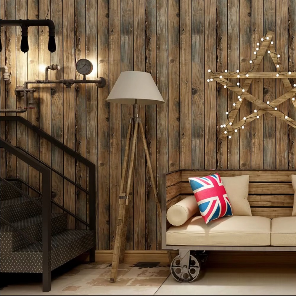 Retro Faux Wood Grain Peel And Stick Removable Water proof vinyl wall covering